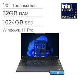 Lenovo - ThinkPad E16 Gen 2 16" WUXGA Touchscreen Laptop - AI PC - Core Ultra5 - 32GB RAM - 1TB SSD - Thunderbolt - Win 11Pro - Black Touchscreen