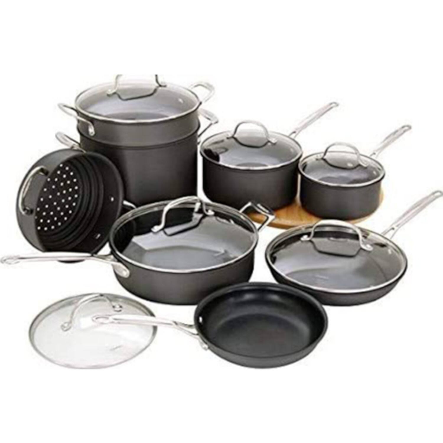 Alt View 2. Cuisinart - Chef's Classic Hard Anodized 14 Piece Cookware Set 66-14N - Black.