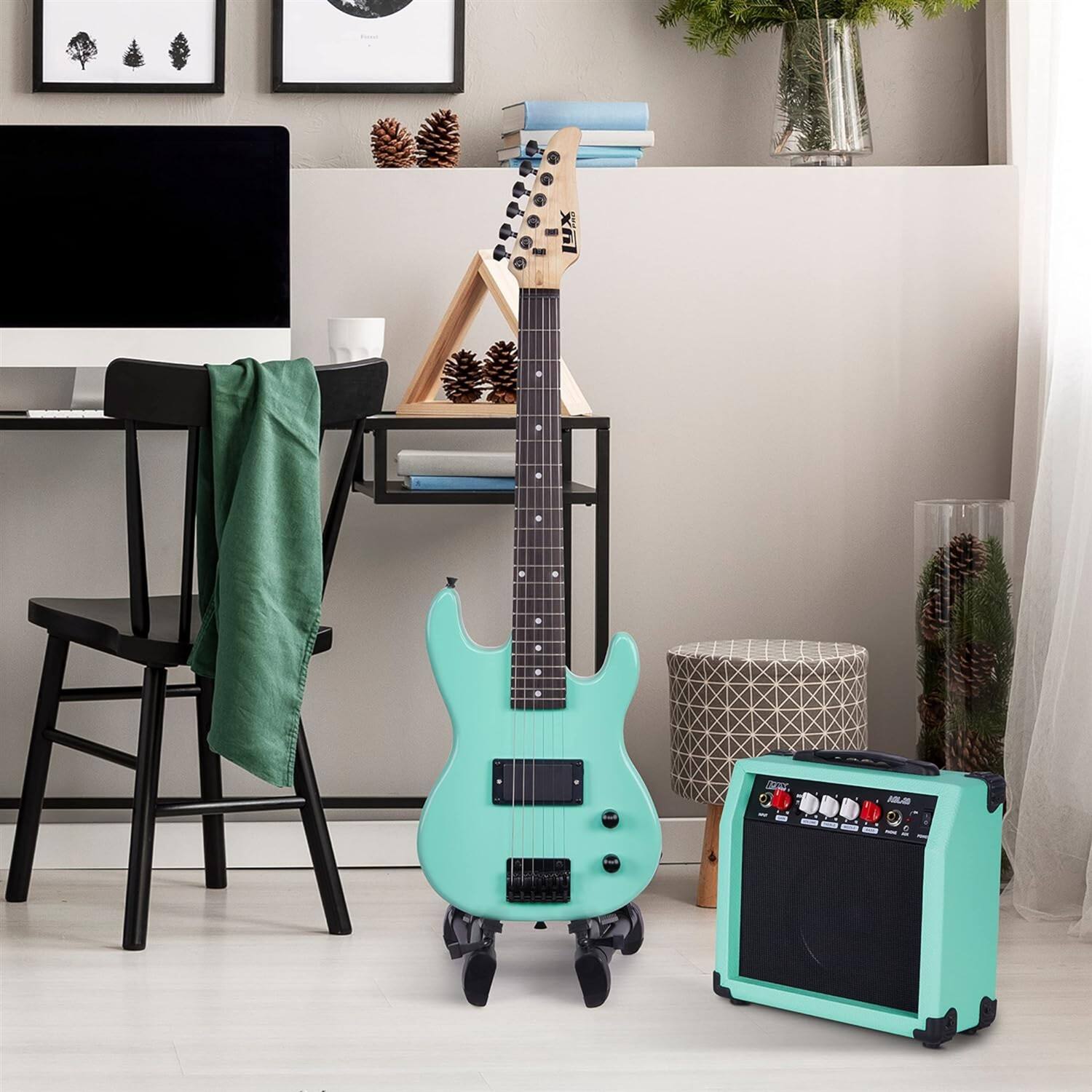 Alt View 3. Lyxpro - Electric Guitar Kit, 30” Electric Guitar with Amp & Electric Guitar Accessories - Green.