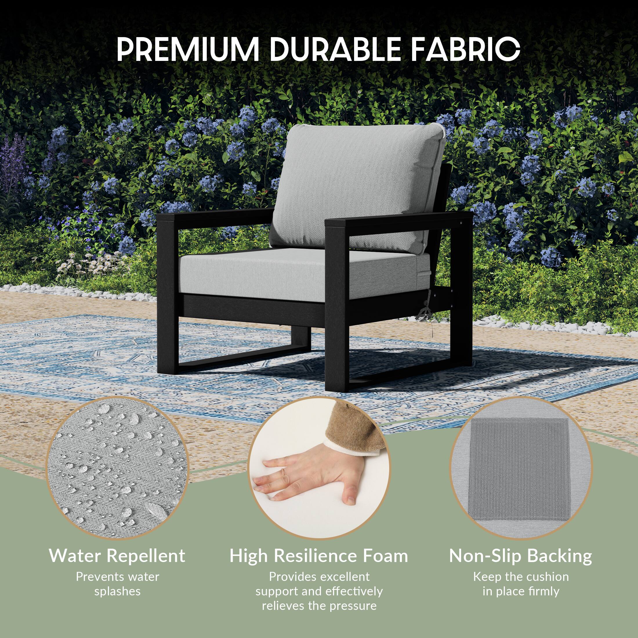 PREMIUM DURABLE FABRIC

Water Repellent
Prevents water splashes

High Resilience Foam
Provides excellent support and effectively relieves the pressure

Non-Slip Backing
Keep the cushion in place firmly