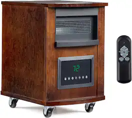 Winado - 1500W Infrared Quartz Wood Cabinet Heater with Adjustable Thermostat,Tip-over protection and Overheat protection with Re - Brown
