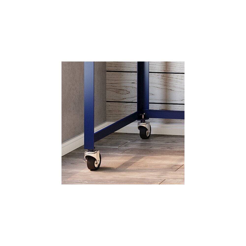 Alt View 3. Space Solutions - Space Solutions Assembled 48-inch Wide Mobile Metal Desk for Home Office, Navy - Blue.