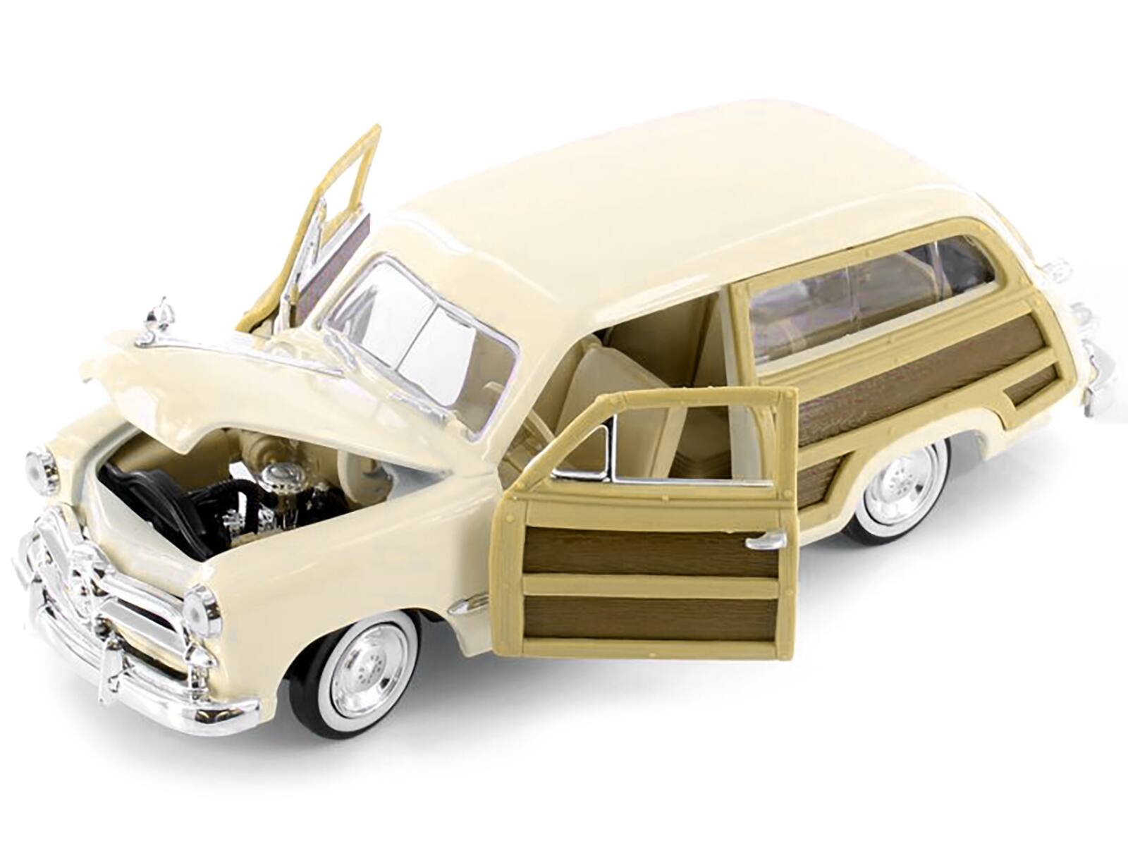 Alt View 2. Motormax - 1949 Ford Woody Wagon Beige 1/24 Diecast Model Car by Motormax.
