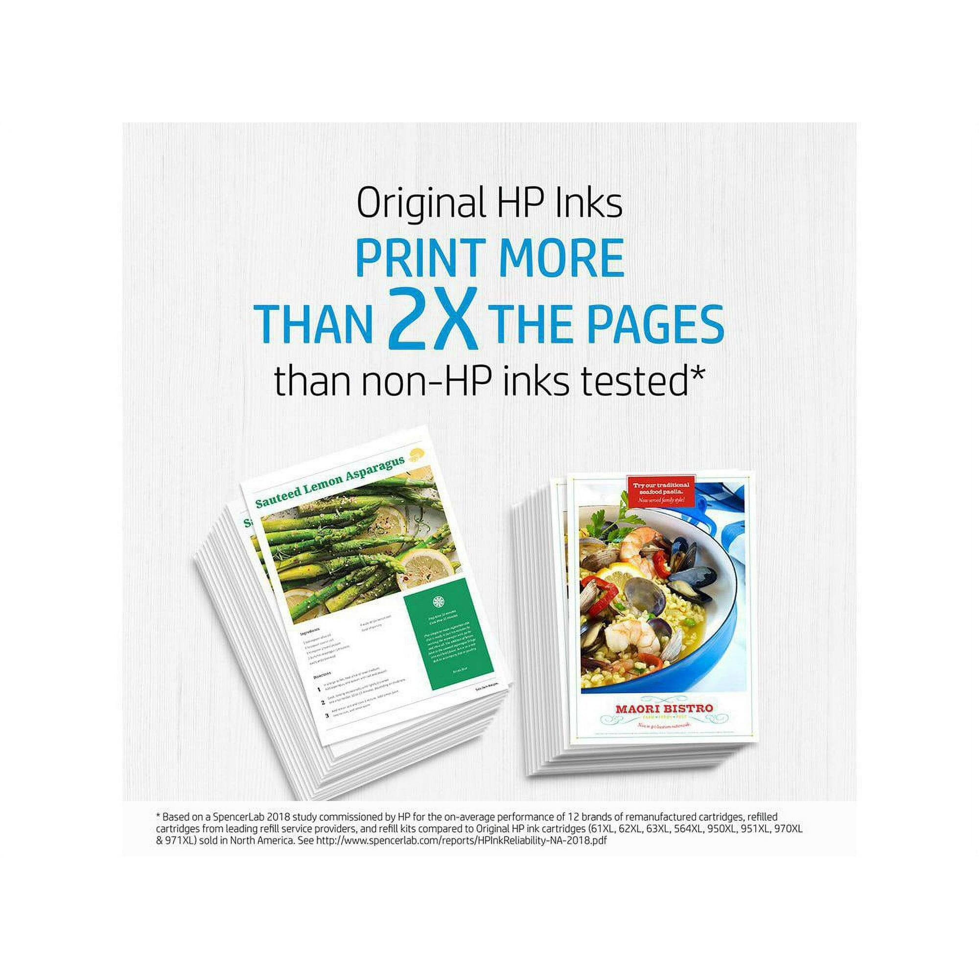 Original HP Inks PRINT MORE THAN 2X THE PAGES than non-HP inks tested*

Lemon Asparagus Sauteed

MAORI BISTRO

*Based on a SpencerLab 2018 study commissioned by HP for the on-average performance of 12 brands of remanufactured cartridges, refilled cartridges from leading refill service providers, and refill kits compared to Original HP ink cartridges (61XL, 62XL, 63XL, 564XL, 950XL, 951XL, 970XL, 971XL) sold in North America. See http://www.spencerlab.com/reports/InkReliability-NA-2018.pdf