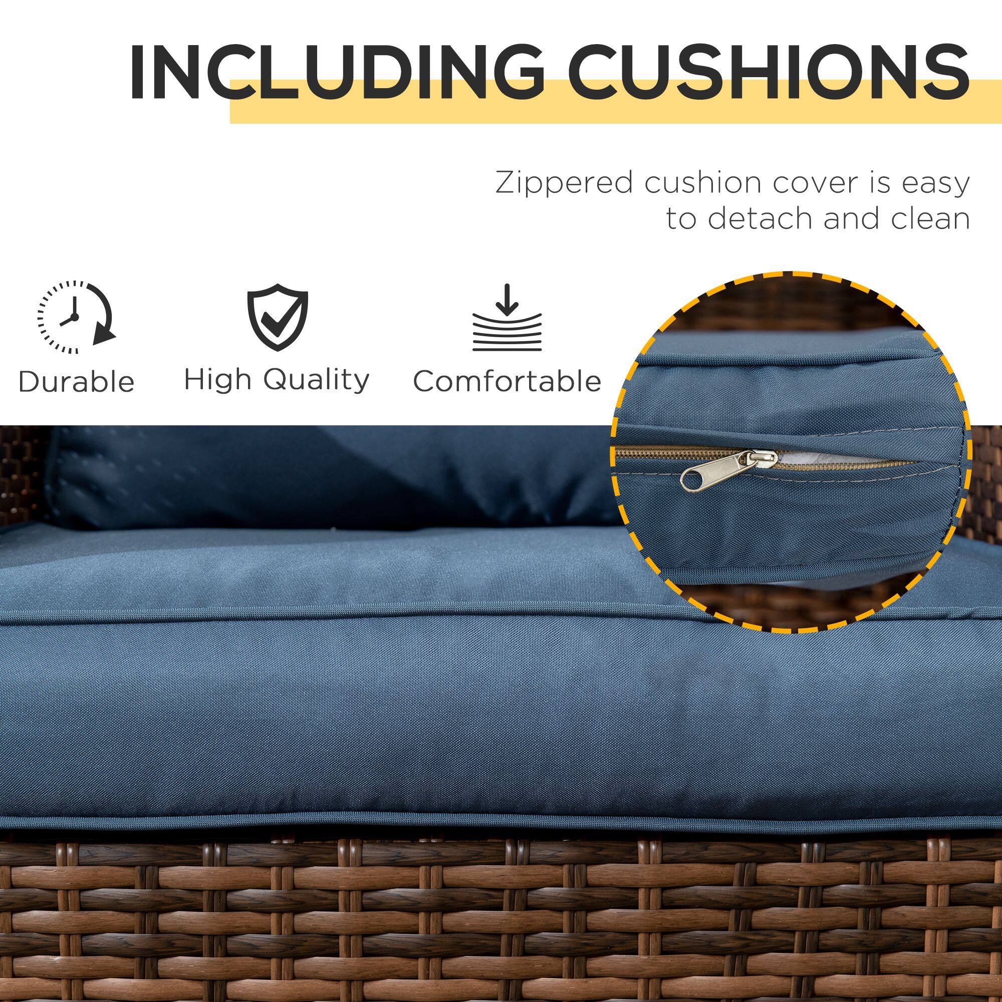INCLUDING CUSHIONS

Zippered cushion cover is easy to detach and clean

Durable

High Quality

Comfortable