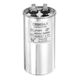 Unique Bargains - 1pc CBB65 Capacitor 35uF 450V Run Round for AC Motor Start HVAC Compressor Generator Air Condenser - Silver