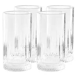 Gibson - Home 4 Piece 16 Ounce Iceberg Embossed Glass Tumbler Set - Clear