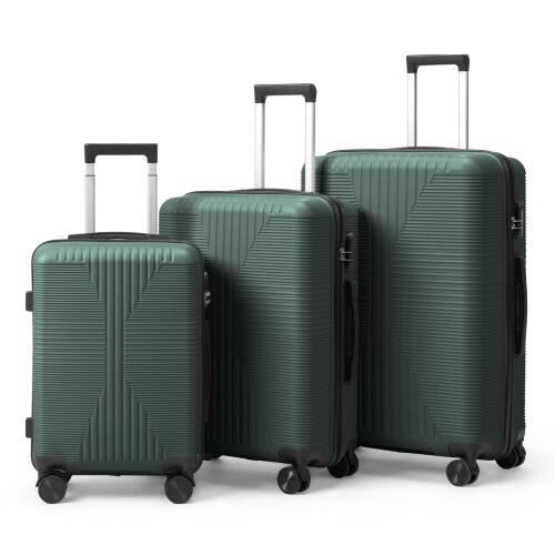 Alt View 7. Winado - 3-in-1 20" 24" 28" Trolley Carry On Luggage Set Spinner Wheels Lightweigh Hardside PP Suitcase Sets with Built-in Lock - Green.