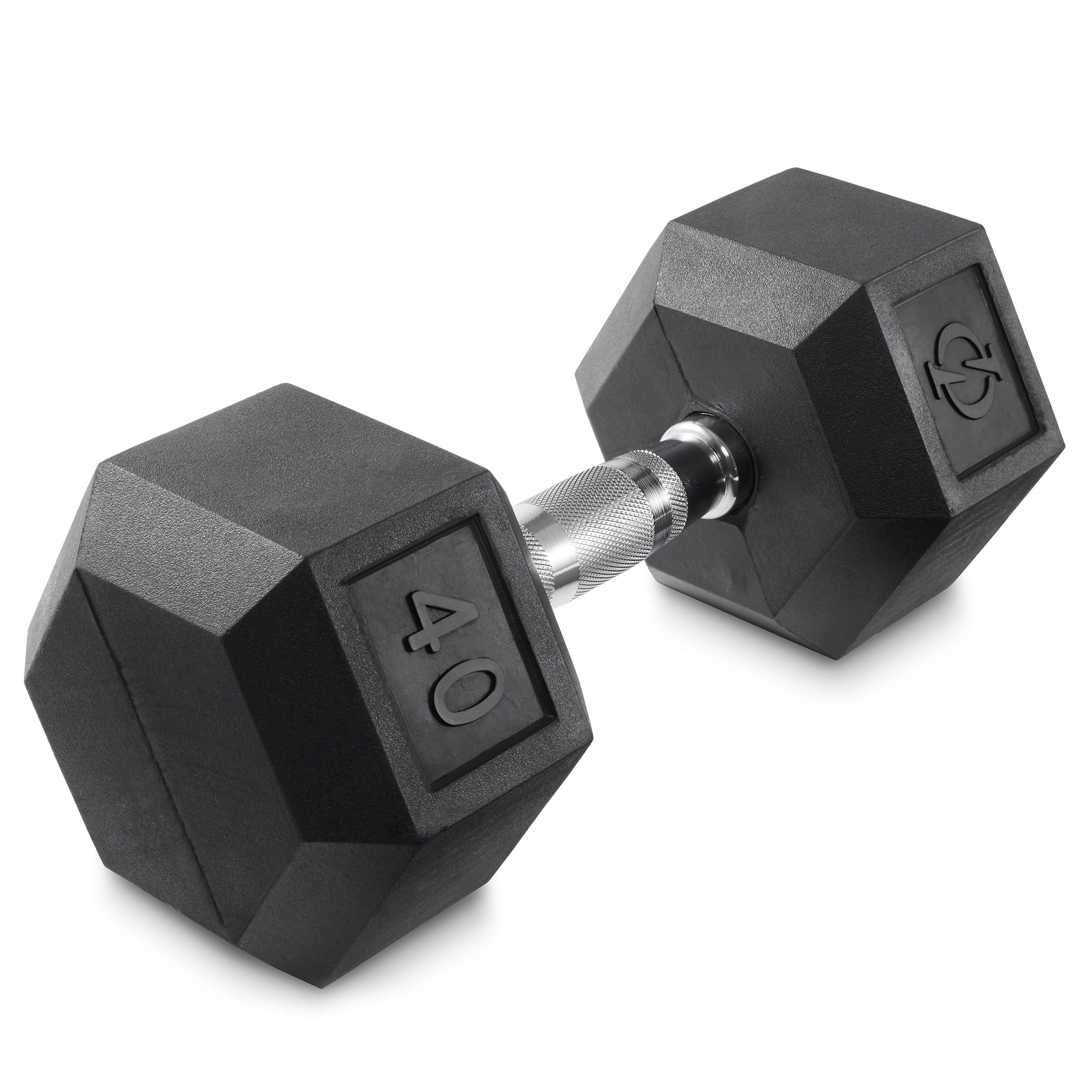 Philosophy Gym - Rubber Coated Hex Dumbbell - Cast Iron Hand Weights - 25-lbto 50 Pound - Black