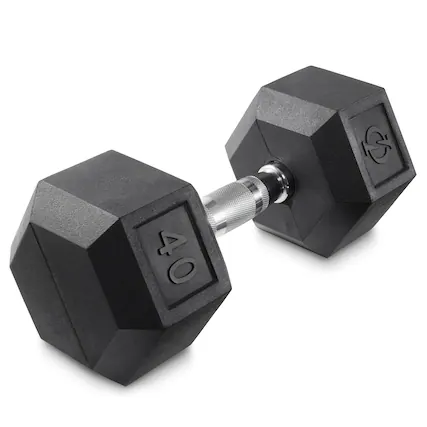 Front. Philosophy Gym - Rubber Coated Hex Dumbbell - Cast Iron Hand Weights - 25-lbto 50 Pound - Black.