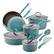 Angle. Rachael Ray - Cucina 12-Piece Cookware Set - Agave Blue.