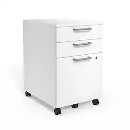 Union & Scale - Essentials 3-Drawer Mobile Vertical File Cabinet, Letter/Legal, Lockable, 24.3"H x 15.6"W x 21.3"D - White