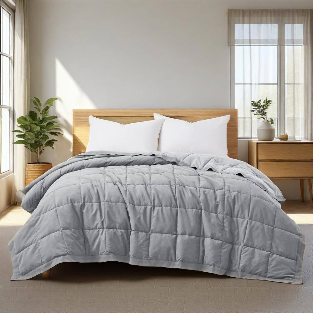 Front. Peace Nest - Peace Nest Oversized Reversible Microfiber Bedding Blanket, Lightweight Soft with Satin Trim, Dark/Light Gray, 90x90" - Dark Gray/Light Gray.