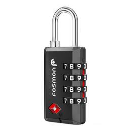 Fosmon - 1 Pack TSA Approved Luggage Lock, 4 Digit Combination Lock, Resettable Gym Locker Lock, Combo TSA Locks - Black
