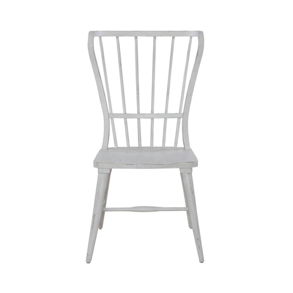 Left. Liberty Furniture Industries - River Place Windsor Back Side Chair (RTA) - Set of 2 in Pine Solids & Veneers - Riverstone White & Tobacco.