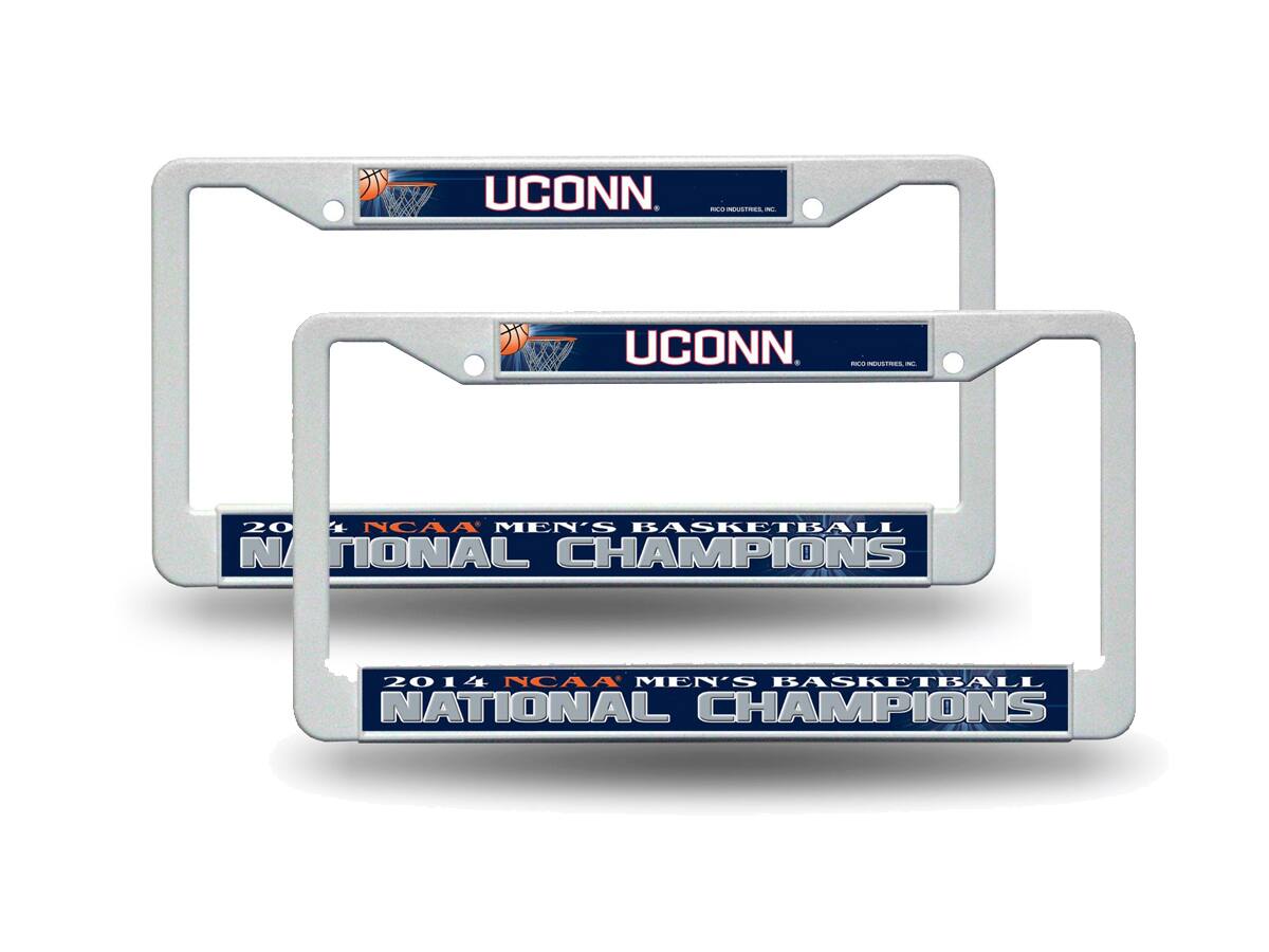 Rico Industries - Connecticut UCONN Huskies 2014 Classic Basketball National Champions Plastic License Plate Frame - Set of 2 Frames - Multi
