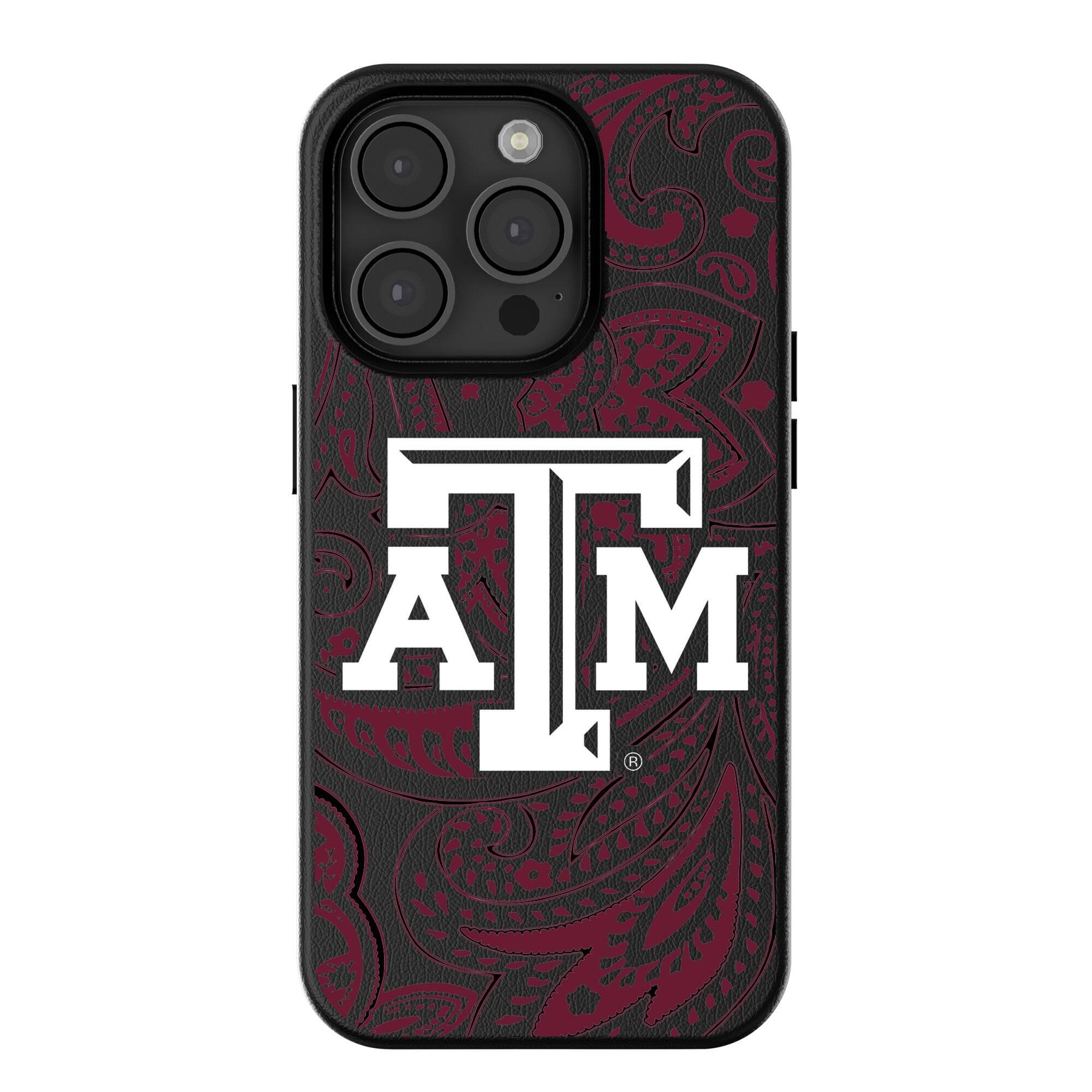 Front. Keyscaper - Texas A&M Aggies Paisley iPhone Magnetic Bump Case - 16 Plus - Black.