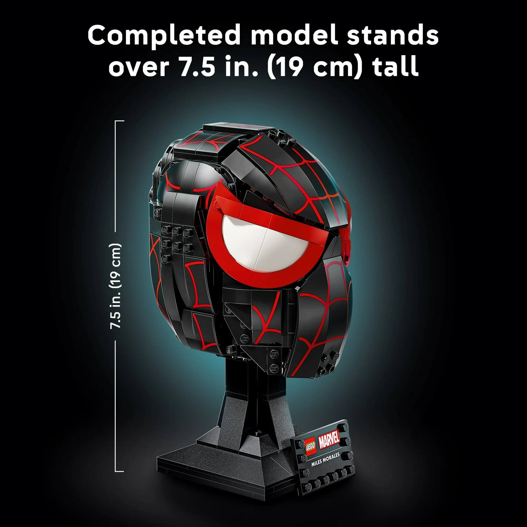 Completed model stands over 7.5 in. (19 cm) tall