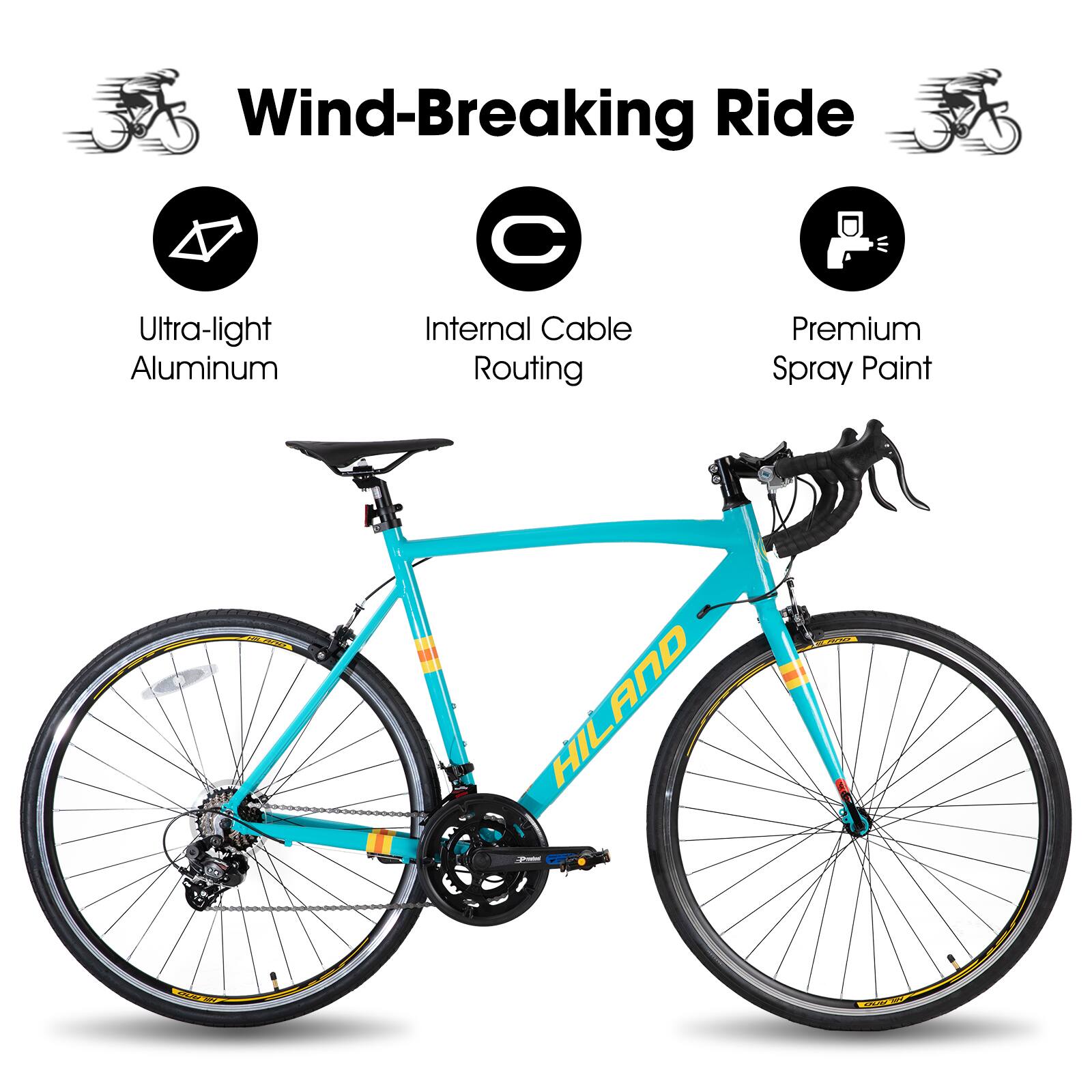HILAND 700C Road Bike 14 Speed Aluminum Alloy Frame Road Bicycle