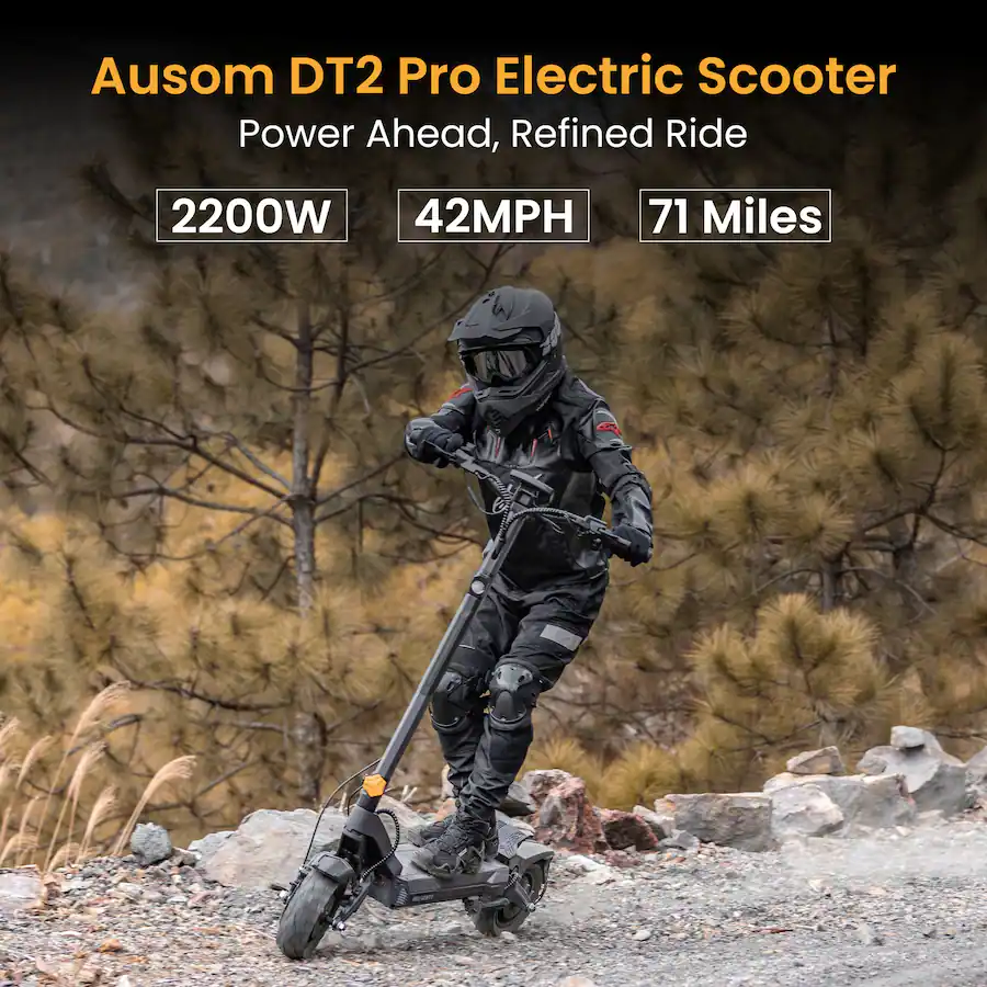 Ausom DT2 Pro Foldable Electric Scooter w/ 71 mi Max Operating Range ...