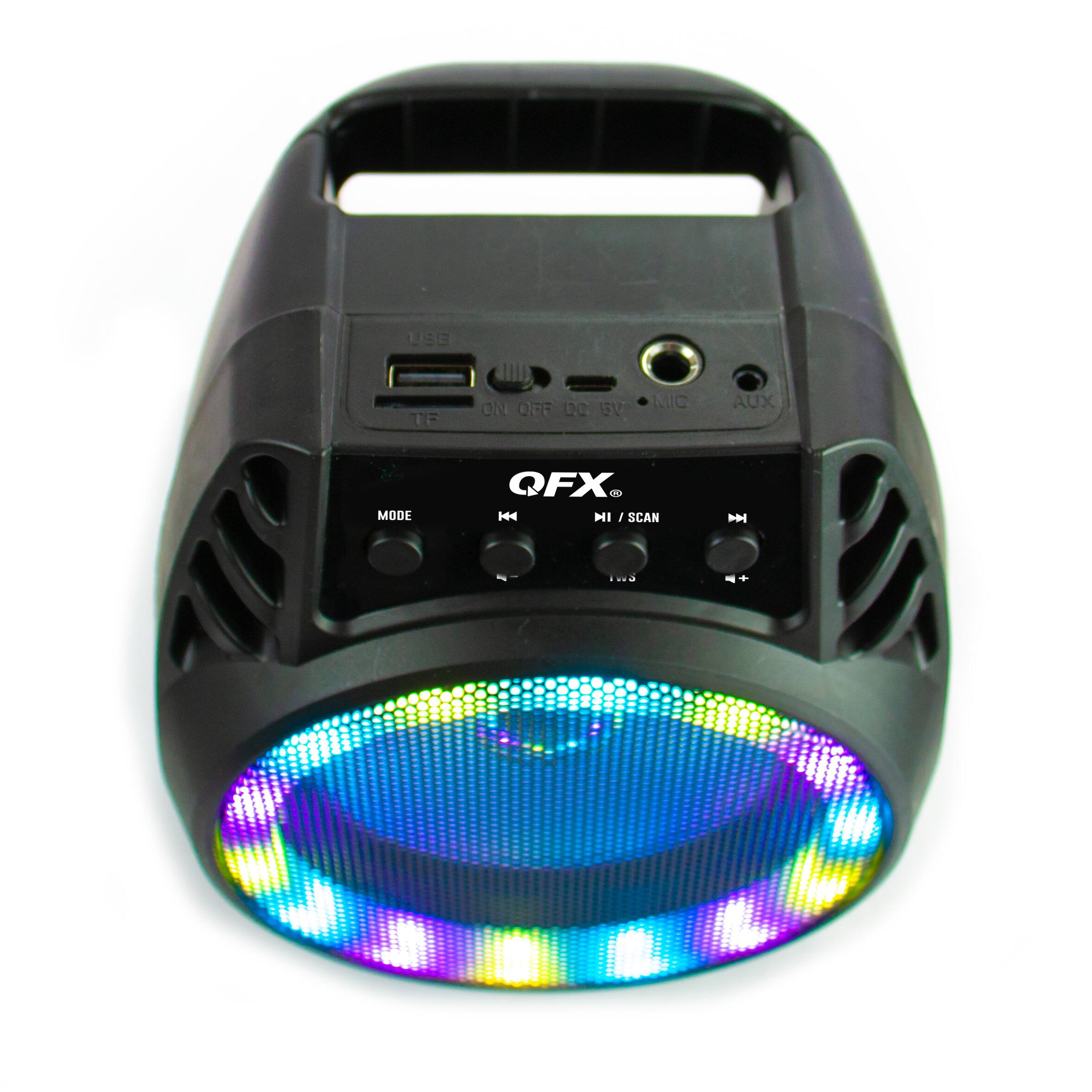 Alt View 1. QFX - Portable Bluetooth Rechargeable Speaker with LED Party Lights - Black.