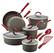 Angle. Rachael Ray - Cucina 12-Piece Cookware Set - Gray/Cranberry Red.