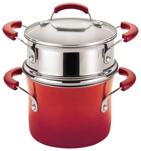 Angle View: Rachael Ray - 3-Quart Covered Steamer Set - Red