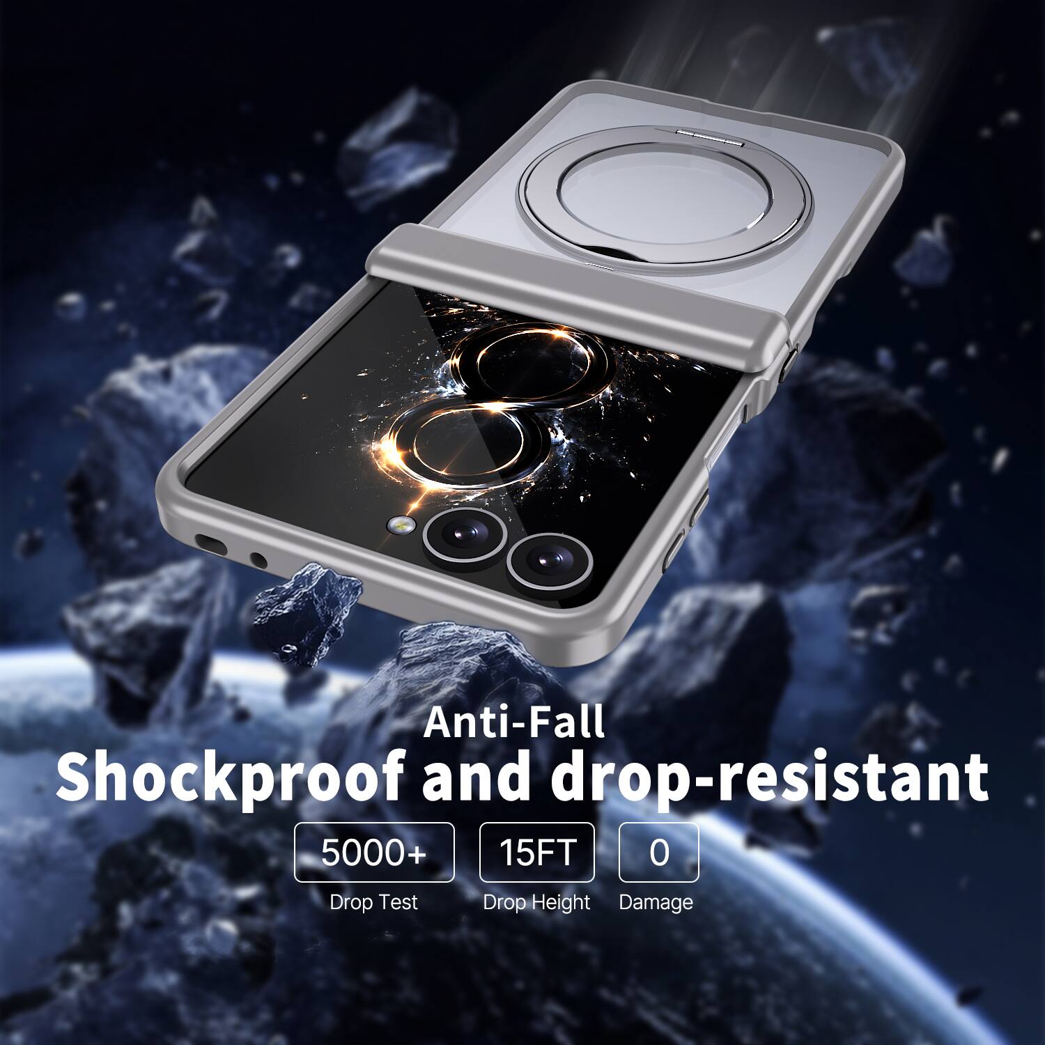 Anti-Fall Shockproof and drop-resistant  
5000+ Drop Test  
15FT Drop Height  
0 Damage