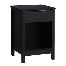 Loheer - Nightstand with Drawer, Three Tier Bedside Table with Storage Shelf - Black