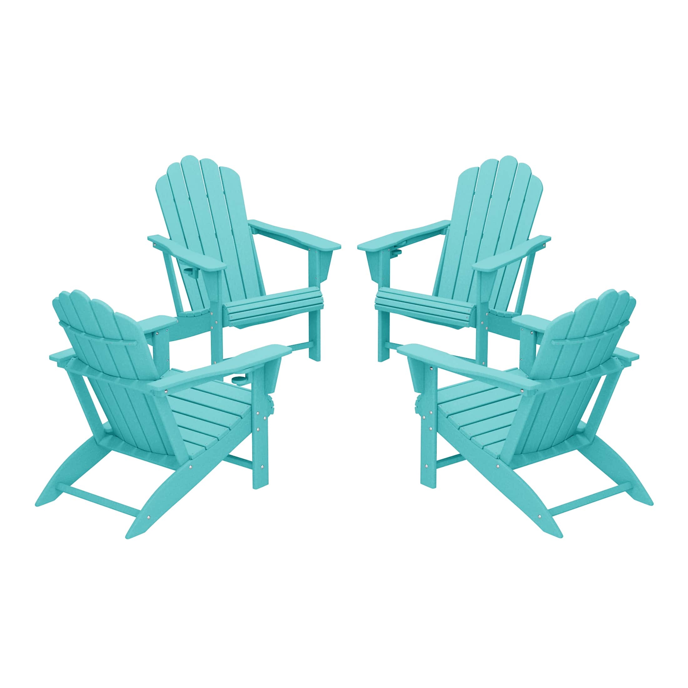 WestinTrends - Highland Outdoor Patio HDPE Adirondack Chairs With Cup Holders (Set of 4) - Turquoise price history on PriceWatchPro