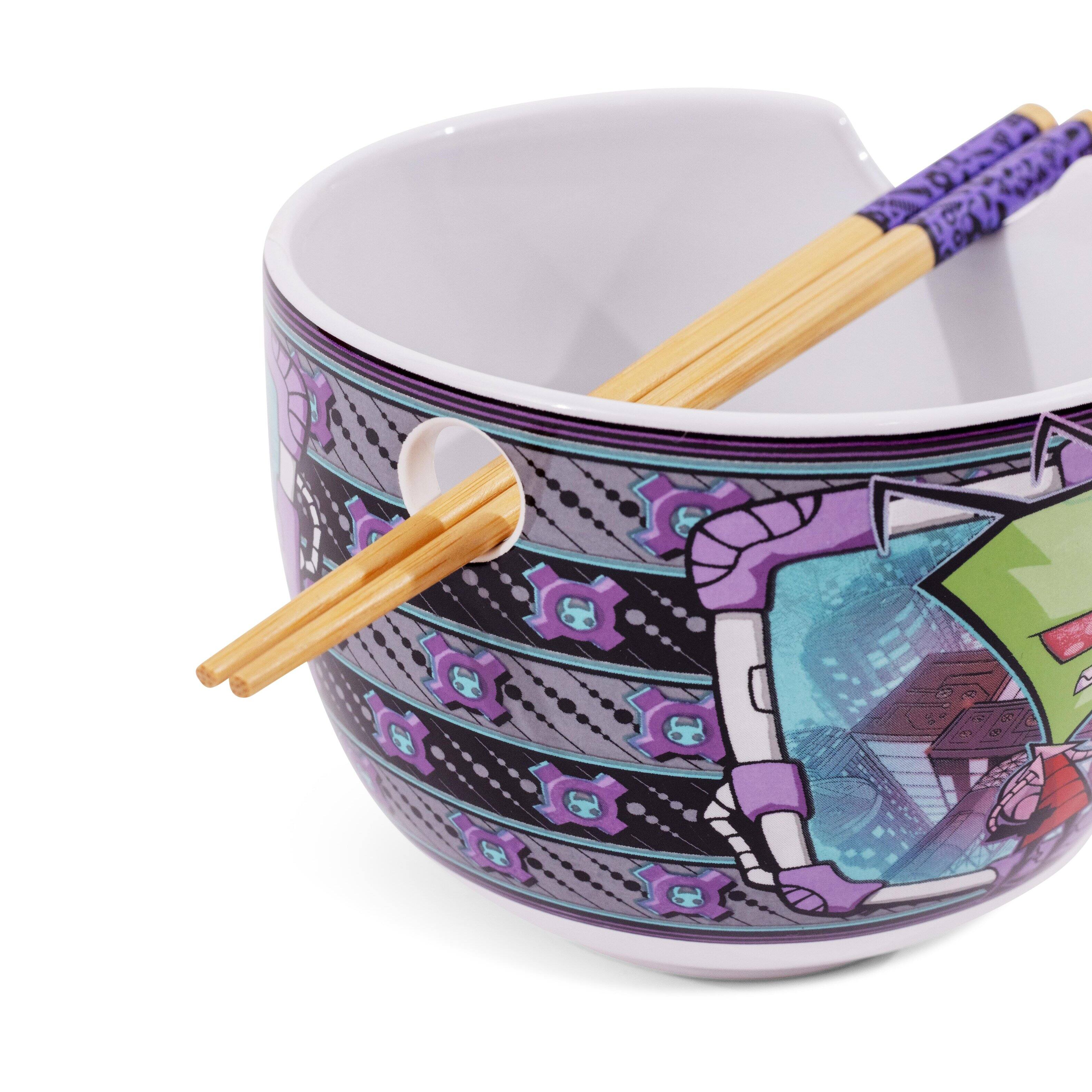 Alt View 10. Silver Buffalo - Invader Zim and GIR 20-Ounce Ceramic Ramen Bowl and Chopstick Set - Multicolored.