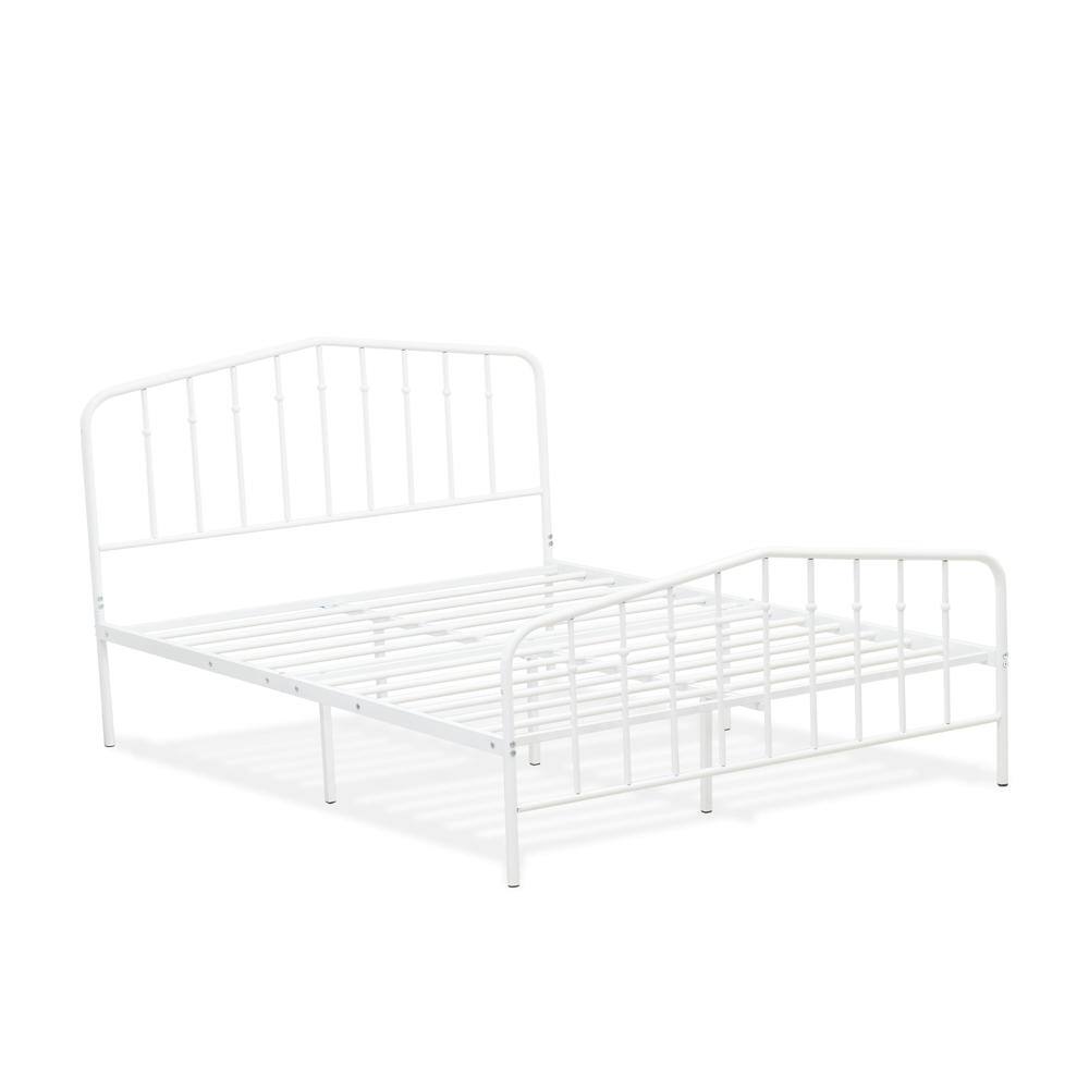 Alt View 2. East West Furniture - Kemah Queen Platform Bed with 4 Metal Legs - Magnificent Bed in Powder Coating White Color - White.