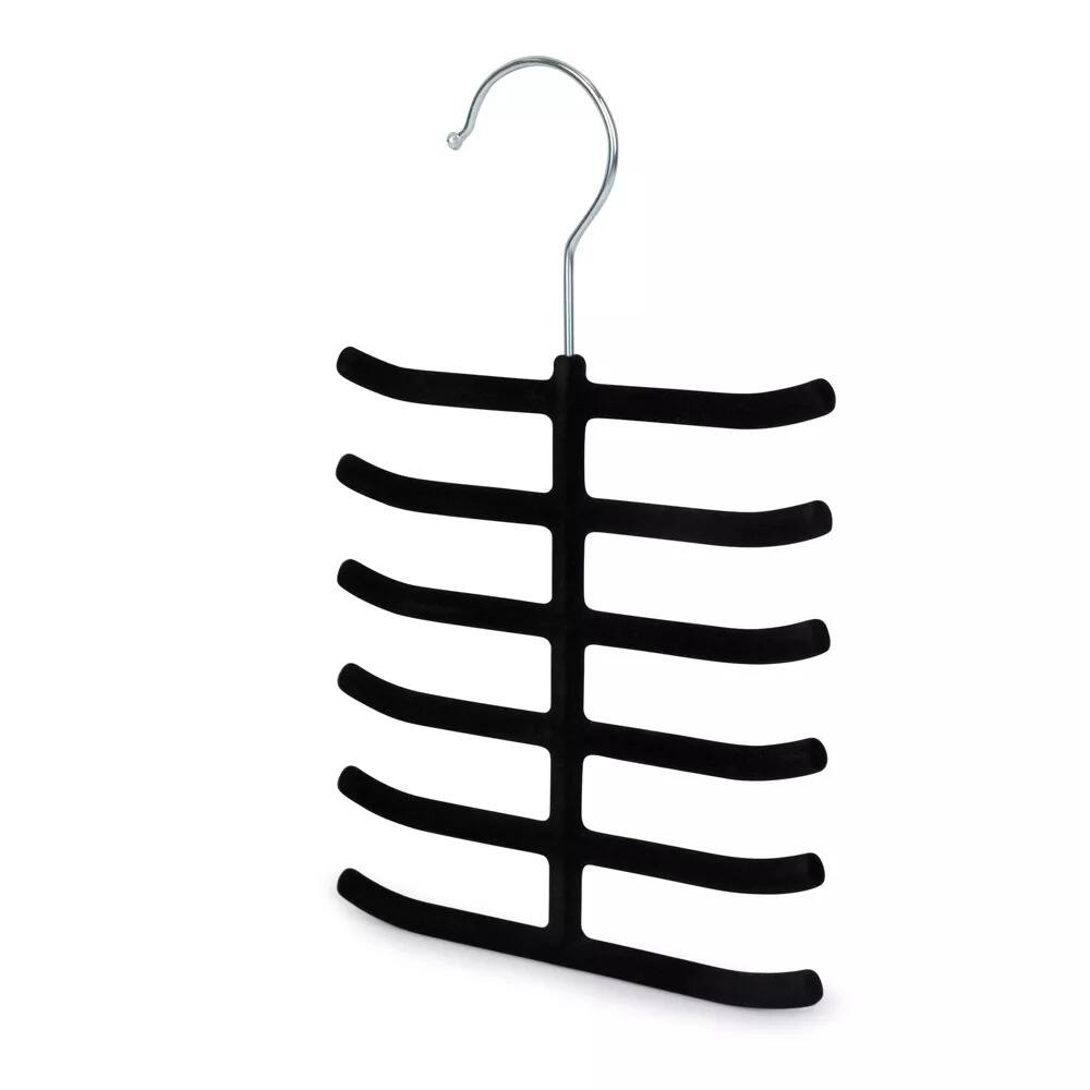 Alt View 2. Elle Decor - Set of 3 Non-Slip Velvet Tie Hangers, Black - Holds Up to 12 Ties Per Hanger - Black.