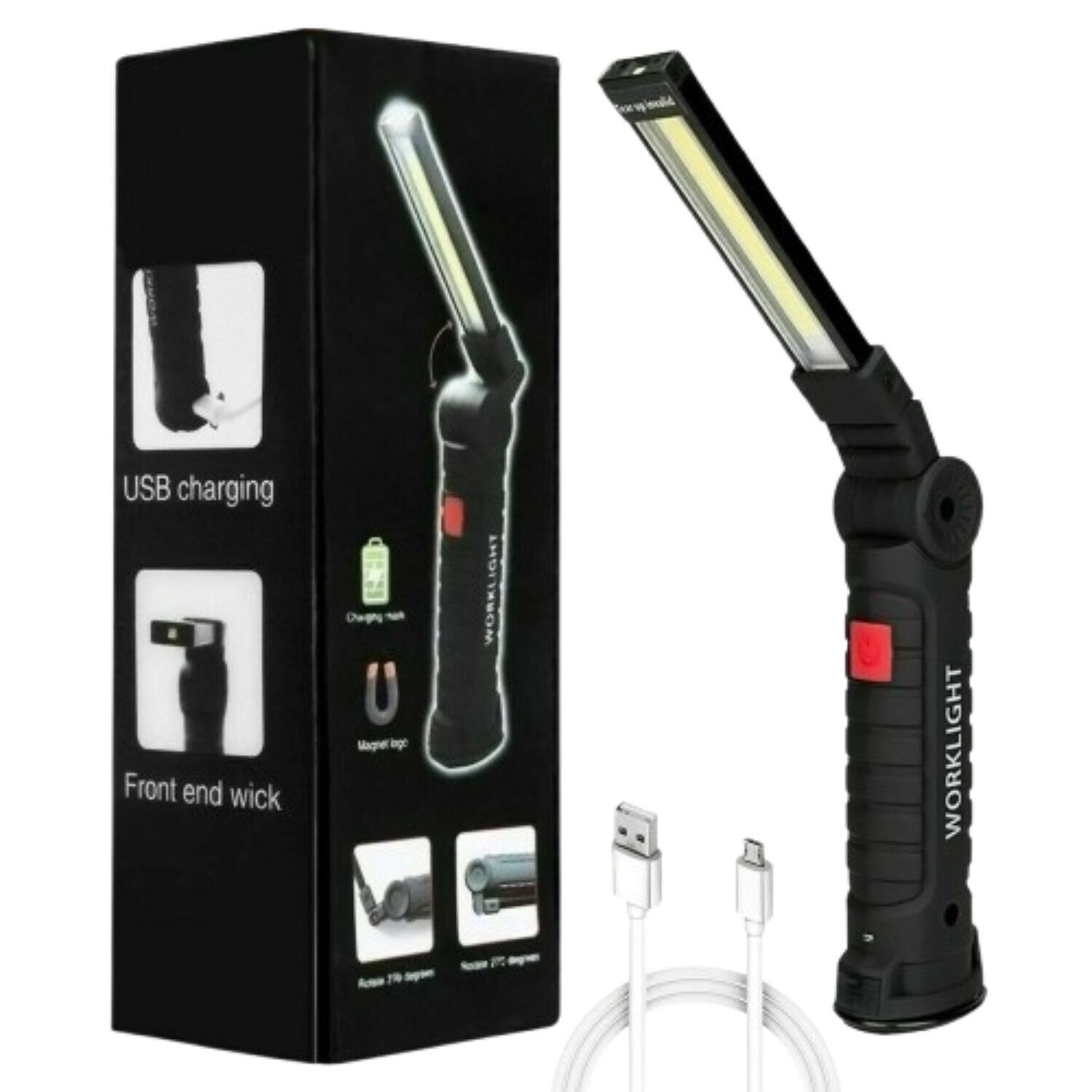 Home Collection - 1x Large Magnetic Rechargeable COB LED Work Light – Folding Torch Flashlight