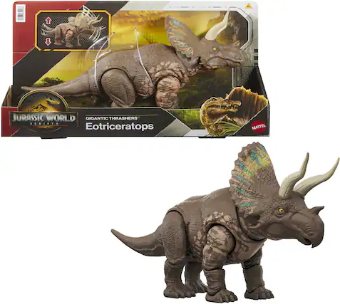 d. JURASSIC WORLD GIGANTIC THRASHERS Eotriceratops MATTEL