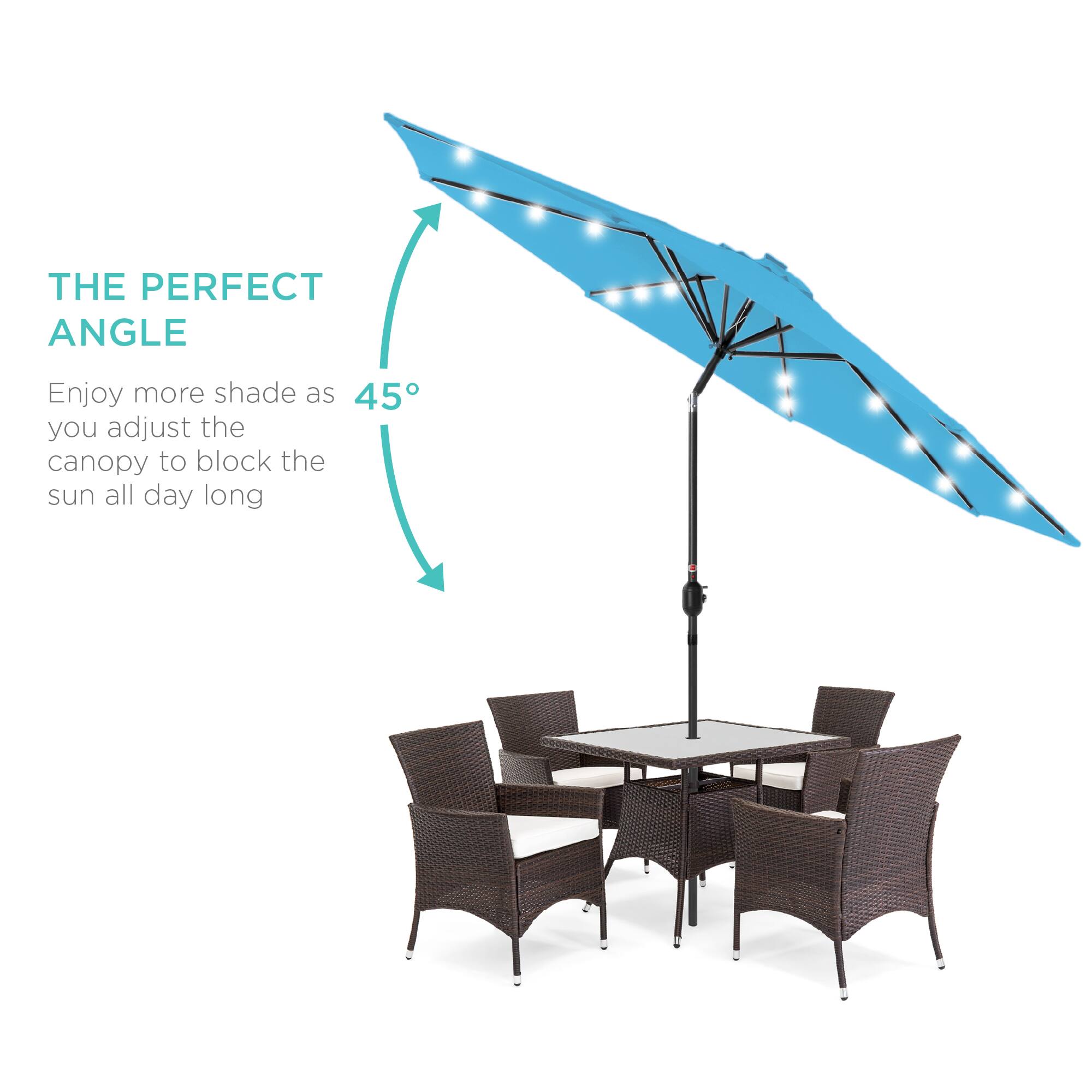 The perfect angle. Enjoy more shade as you adjust the canopy to block the sun all day long.