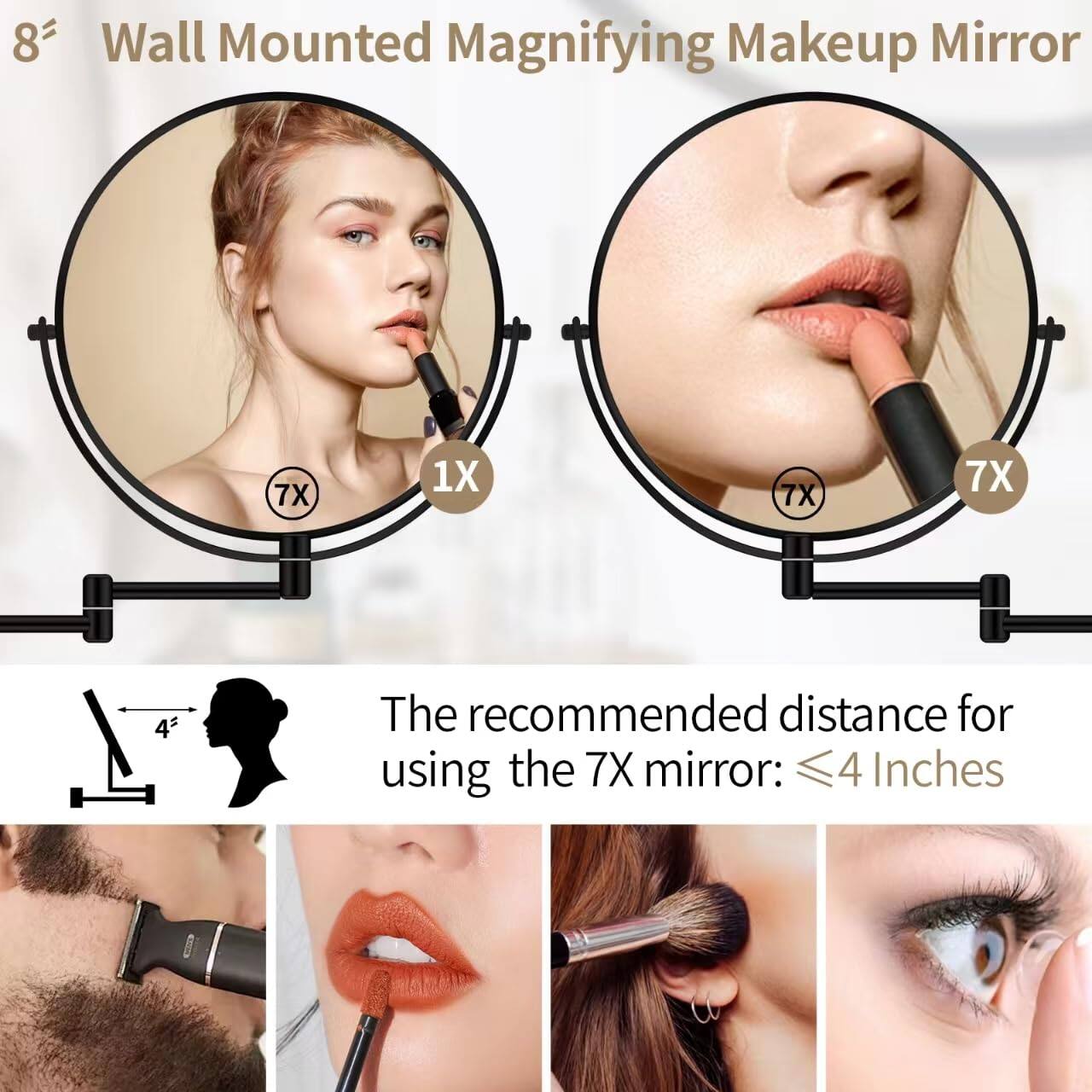 Left. Earthley Blooms - Mirror High Quality Product with Modern Design for Daily Use Elegant Stylish Appearance with Enhance - Chrome-8"L x 8"W.