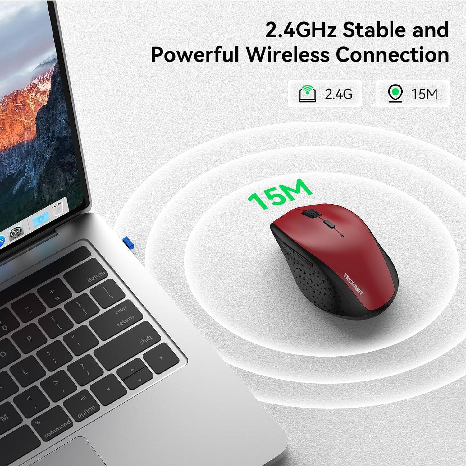2.4GHz Stable and Powerful Wireless Connection

2.4G
15M
15M

delete + / = \ / } - [ enter with return [ .. P shift : ;  L I V 1 V alt If option 3g command

TECKNET