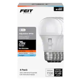 FEIT ELECTRIC - Feit A19 E26 (Medium) LED Bulb Adjustable White 75 Watt Equivalence 4 pk