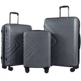 Travelhouse - 3 Piece Hardshell Luggage Set Hardside Lightweight Suitcase with TSA Lock Spinner Wheels - Gray
