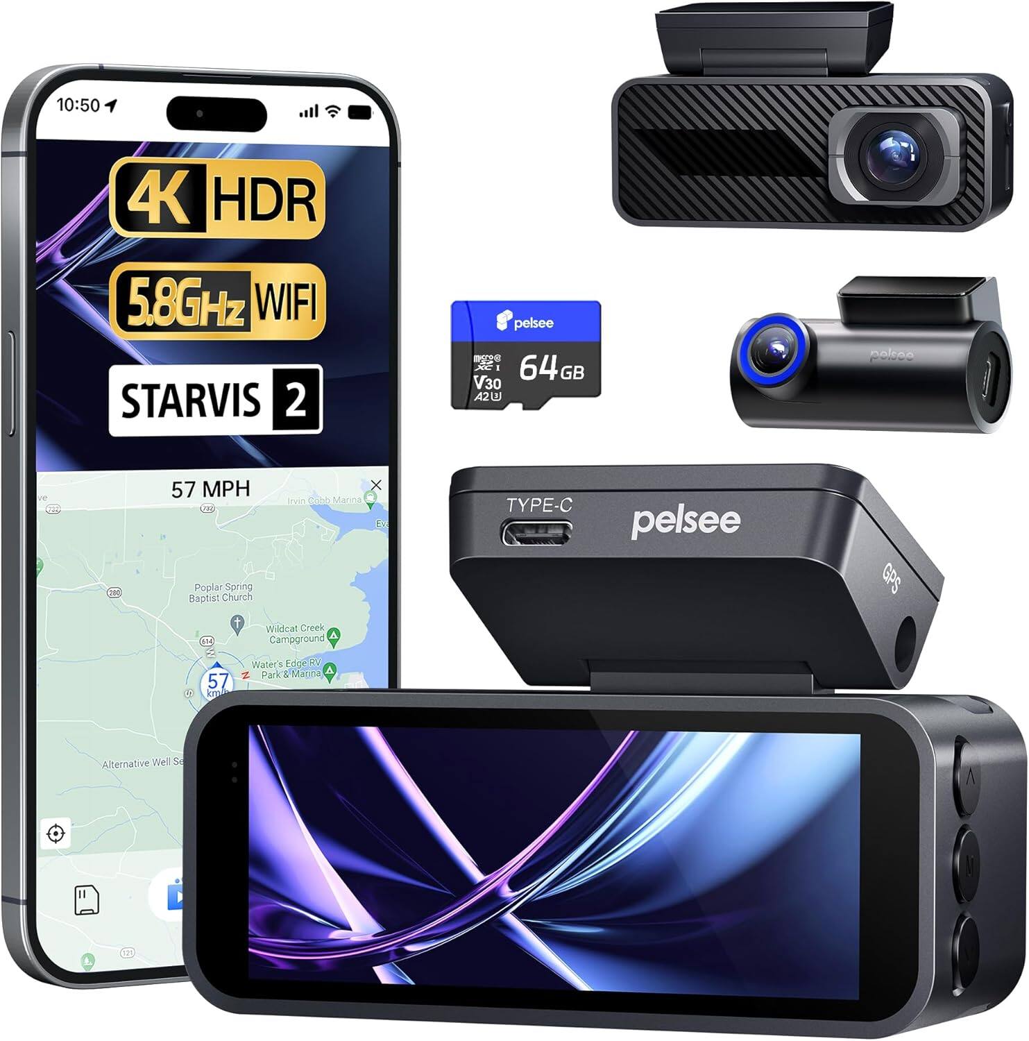 10:50  
4K HDR  
5.8GHz WIFI  
STARVIS 2  
pelsee -E  
64GB V30 A2  
57 MPH  
Inde Sobo Manna 01  
Popler Spring Baptist Church  
Wildcat Creek Campground  
TYPE-C  
pelsee GPS  
57 Waters Edge RV Park & Marina  
Alternative Well