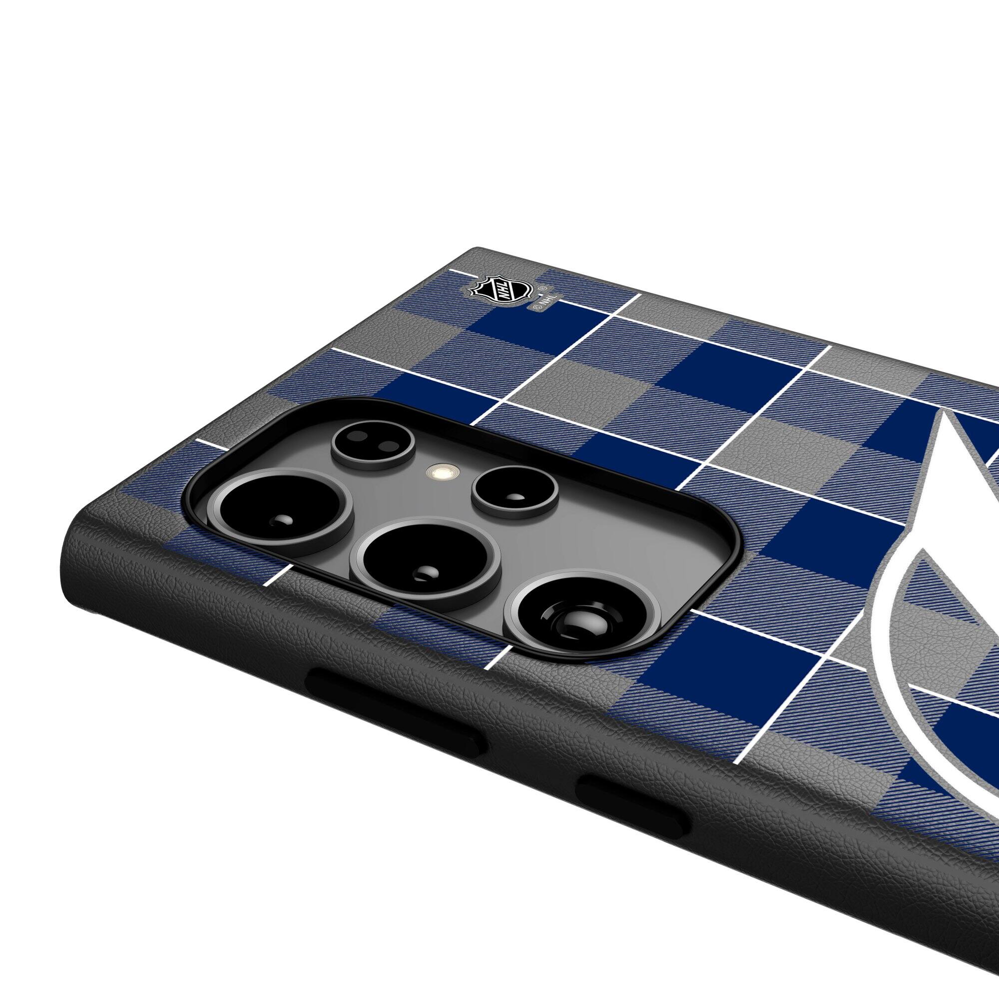 Alt View 3. Keyscaper - Tampa Bay Lightning Plaid Galaxy Magnetic Bump Case - S25 - Black.