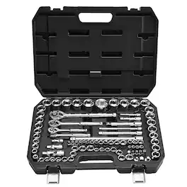 VEVOR - Socket Set, 86 Pieces, 3/8 & 1/4 & 1/2 inch Drive Socket and Ratchet Set, SAE and Metric, Mechanic Tool Kit with Wrench - Black+Sliver