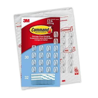 Command - Mini Hooks, 0.5 lb., 30/Pack (17006CLR-30NA) - Clear