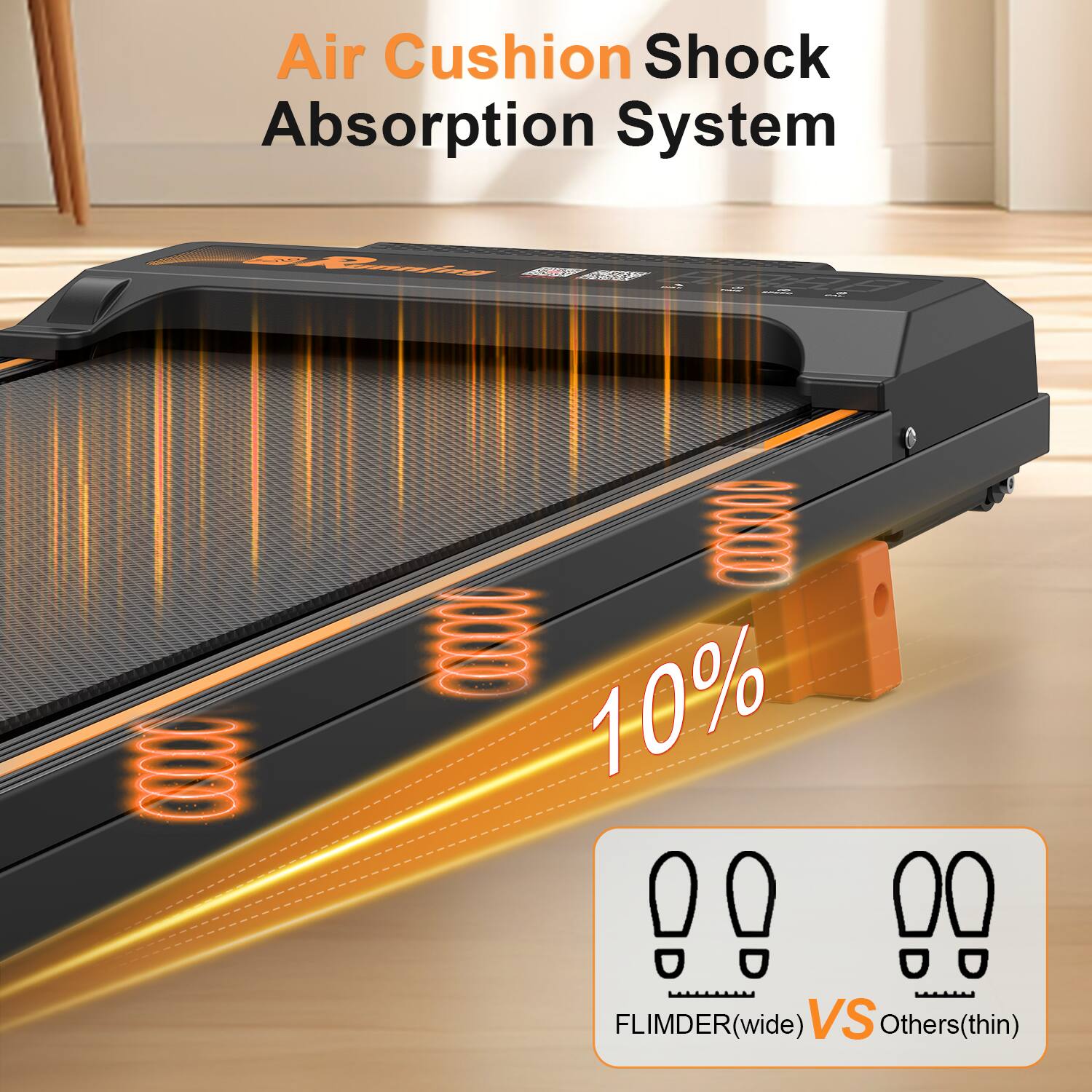 Air Cushion Shock Absorption System  
C0000 10%  
FLIMDER (wide) VS Others (thin)