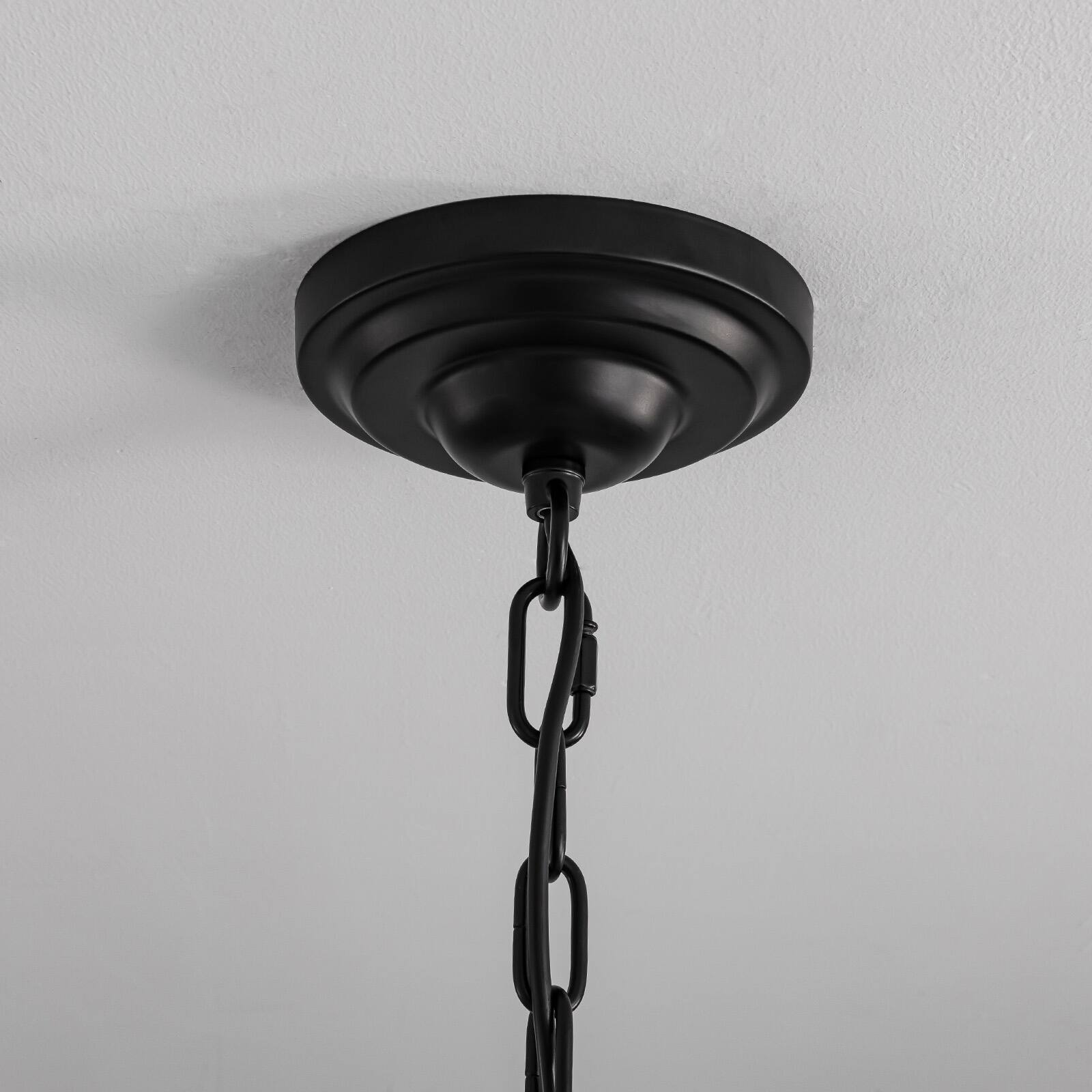 Alt View 5. Siljoy - 23.6" Black Farmhouse 6-Light Round Crystal Chandelier Adjustable Chain for Dining Room Kitchen Island Foyer - Black.
