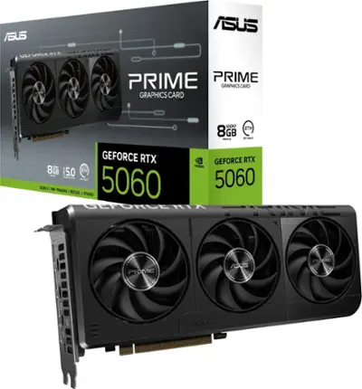 ASUS PRIME NVIDIA GeForce RTX 5060 8GB GDDR7 PCI Express 5.0 ASUS PRIME NVIDIA GeForce RTX 5060 8GB GDDR7 PCI Express 5.0