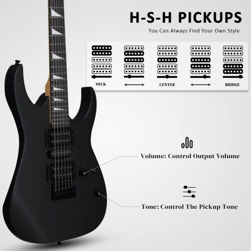 H-S-H PICKUPS  
You Can Always Find Your Own Style

NECK  
CENTER  
BRIDGE

Volume: Control Output Volume  
Tone: Control The Pickup Tone