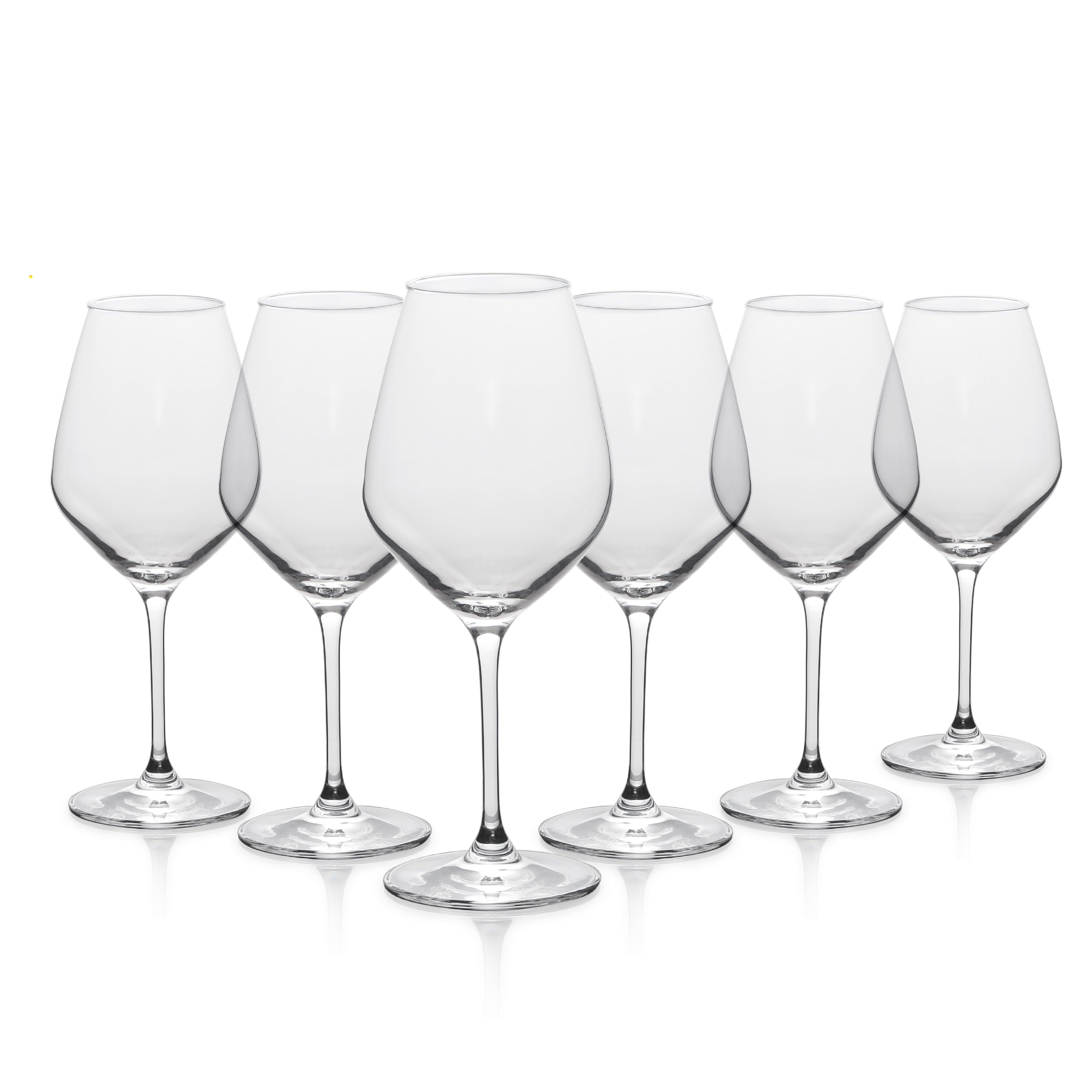 Table 12 - 14.5-Ounce White Wine Glasses, Set of 6, Lead-Free Crystal, Break Resistant - Clear