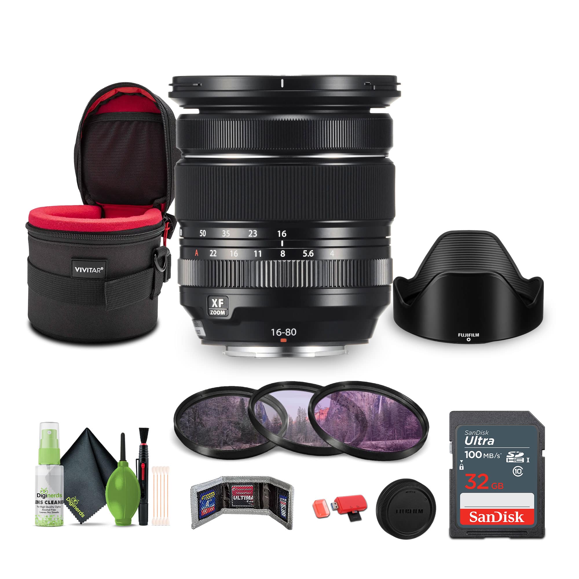 Fujifilm Fujinon XF16 80mm F4 R OIS WR Bundle With 32GB Memory